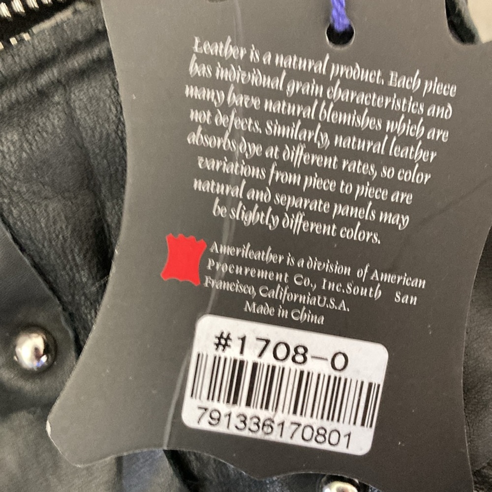 NWT Amerileather Rich Black,Soft 100% Genuine Leather Bag, Rivet detail, 16”x10” - Picture 7 of 11